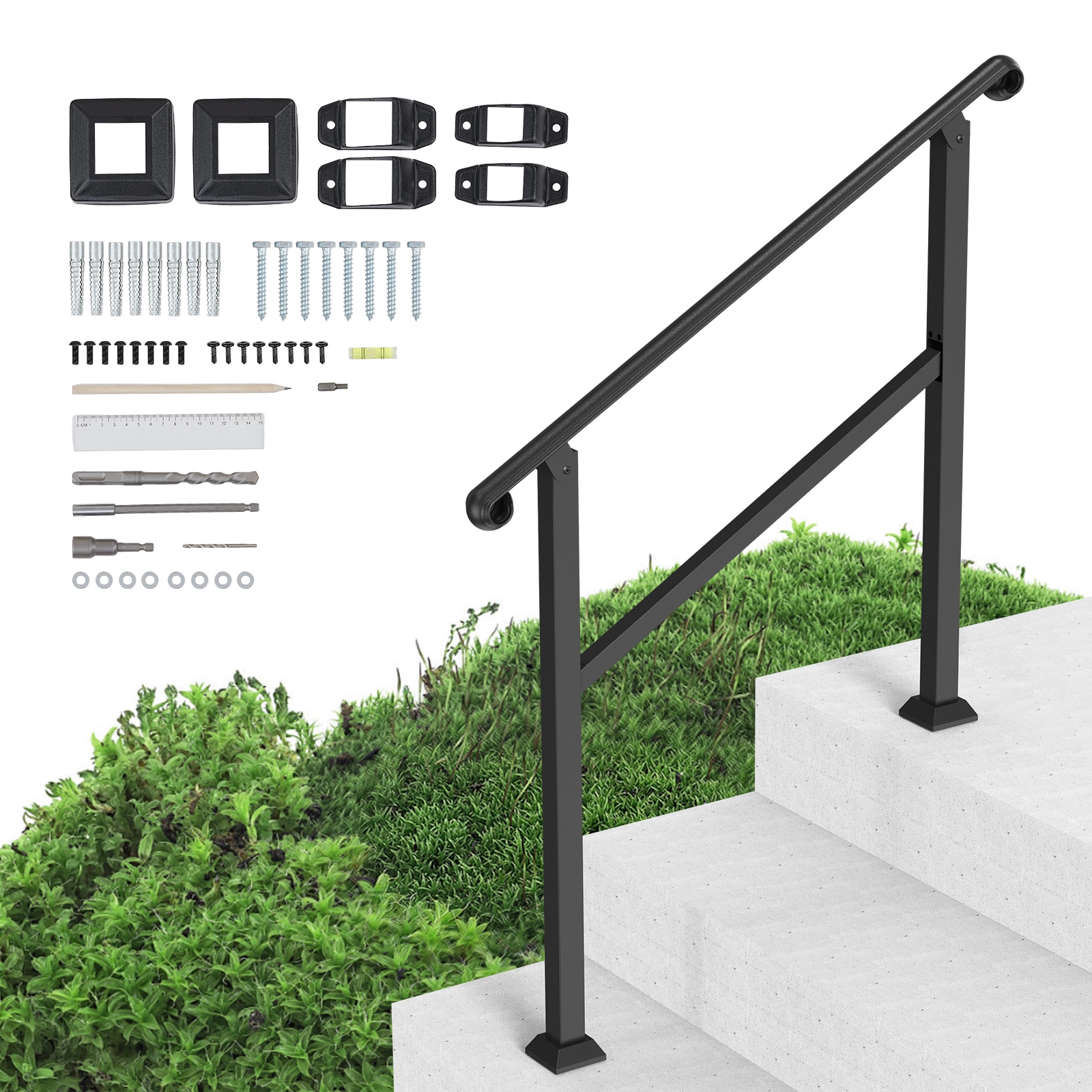 2-3 Step Handrails For Outdoor Steps For Seniors Porch Deck Post_voghion.com